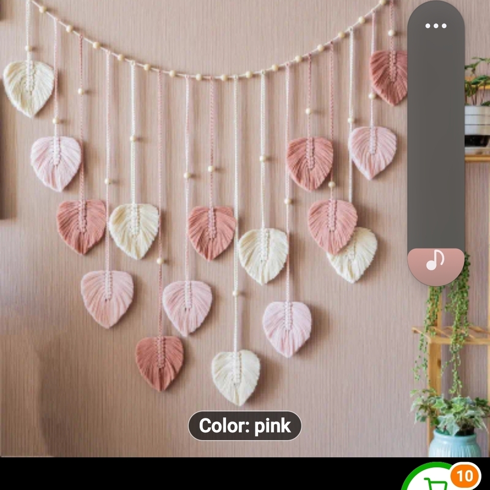 Elegant Pink and Cream Leaf Tapestry